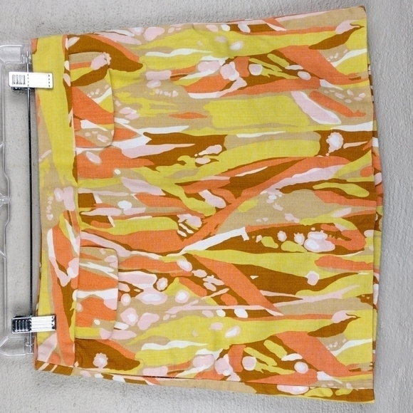 J. Crew Limoncello Swirl Yellow Orange Mod Canvas Zipper Back Casual Mini Skirt - Picture 8 of 8